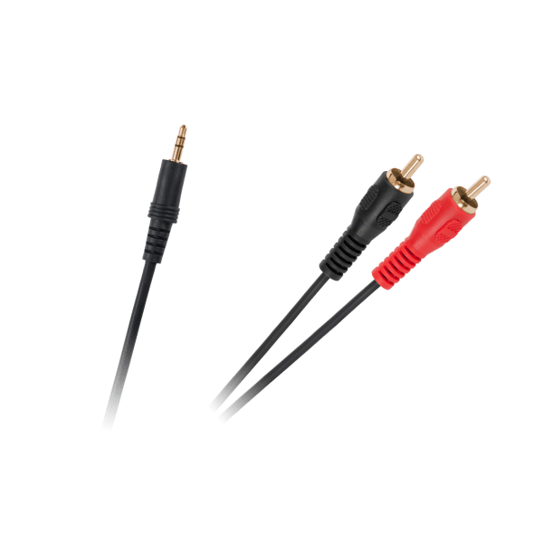 Kabel JACK 3,5-2xRCA złote końcówki czarny