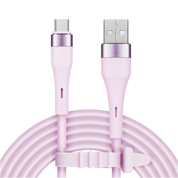 Kabel USB - microUSB 1 m silikonowy różowy Kruger&Matz Basic