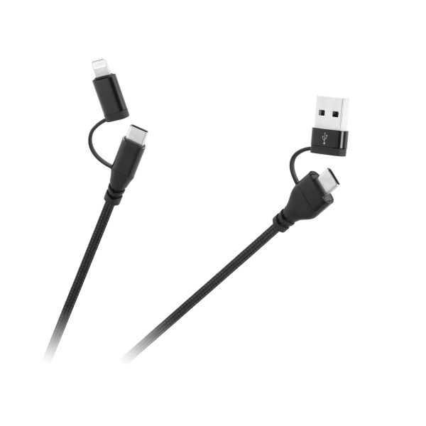 Kabel wtyk USB A/C - wtyk USB C/lightning (2+2) 1m