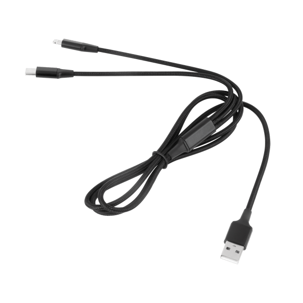 Kabel wtyk USB A - wtyk USB C/ wtyk lightningh (2w1) 1m