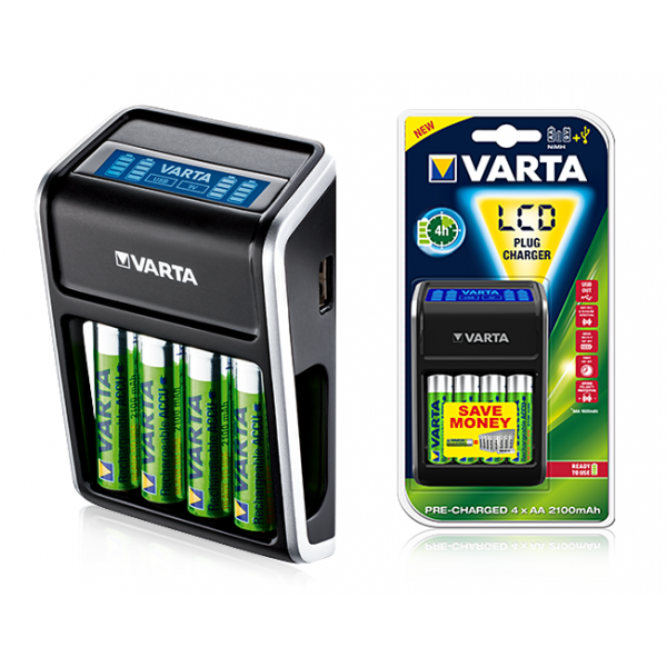 Ładowarka VARTA Plug LCD+4xAA2100mAh