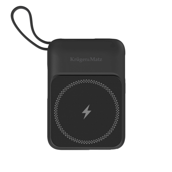 POWERBANK indukcyjny Kruger&Matz 10000 mAh Mag Safe z kablem czarny