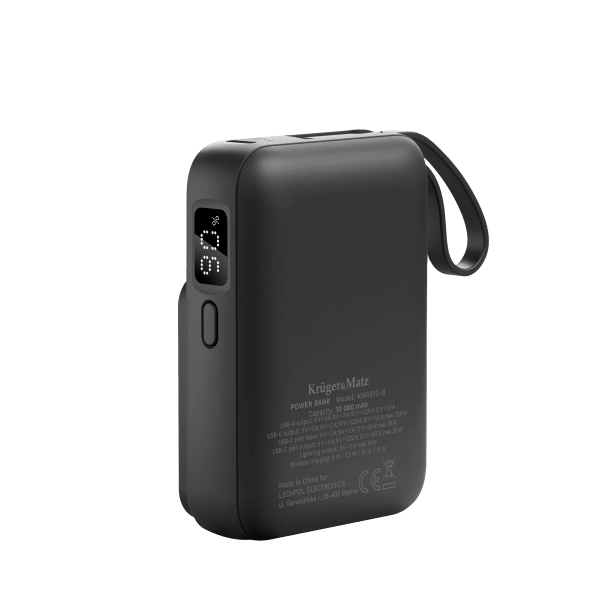 POWERBANK indukcyjny Kruger&Matz 10000 mAh Mag Safe z kablem czarny