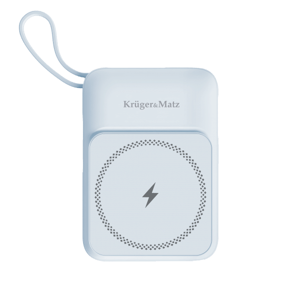 POWERBANK indukcyjny Kruger&Matz 10000 mAh Mag Safe z kablem niebieski