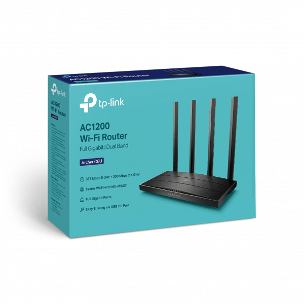 TP-LINK Dwupasmowy router bezprzewodowy AC1200 C6U, 300/867Ms/s, USB