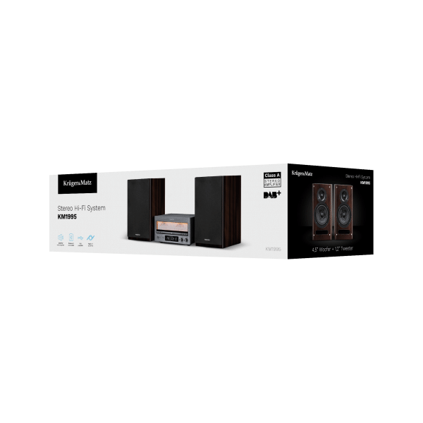 Wieża HiFi Kruger&Matz KM1995 (Wzmacniacz klasy A, CD, USB, Bluetooth, radio cyfrowe DAB+, FM)