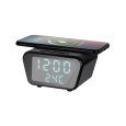 Cyfrowy zegar-budzik z ładowarką indukcyjną (czarny)
