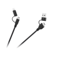 Kabel wtyk USB A/C - wtyk USB C/lightning (2+2) 1m